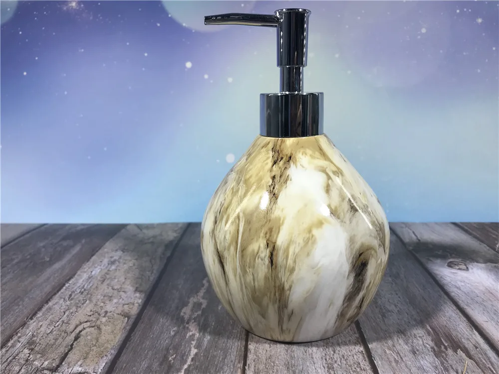 Top Quality Bicolor Stand Marble Toilet Dish Sets Toothbrush Holder Bathroom Set Soap Dispenser