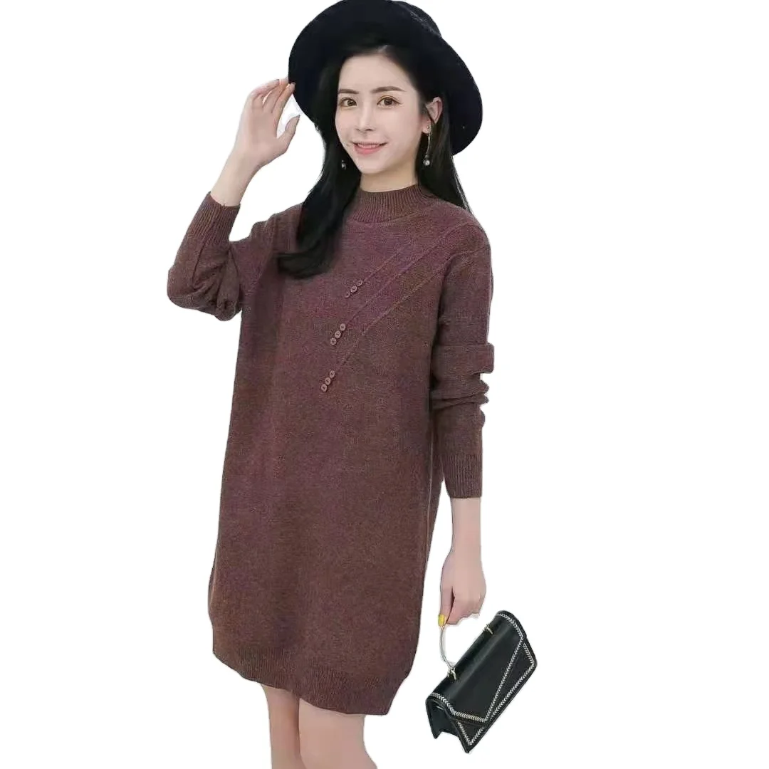 
2020 Korean Clothes Women New Simple Fashion Sweater Pullover Korean Loose Large Size Long Casual Sweater Pullover For Women 