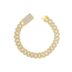 BAROLI Men Jewelry Hip Hop Cuban Link Chain 925 Sterling Silver Bracelet With Cubic Zirconia