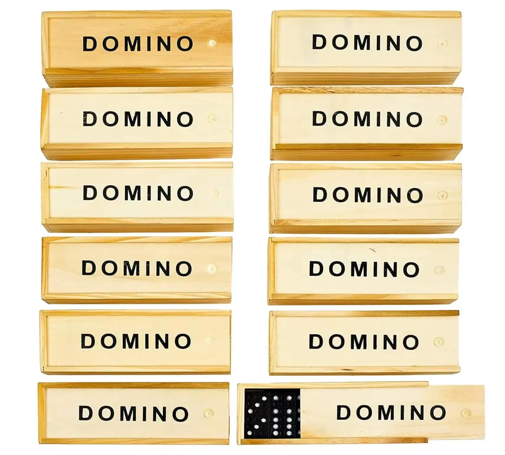 wholesale Small Blocks Mini Wooden Dominoes Gift Classic Domino Double Six Games for Boys Girls Wooden Travel Box 28 Piece Set