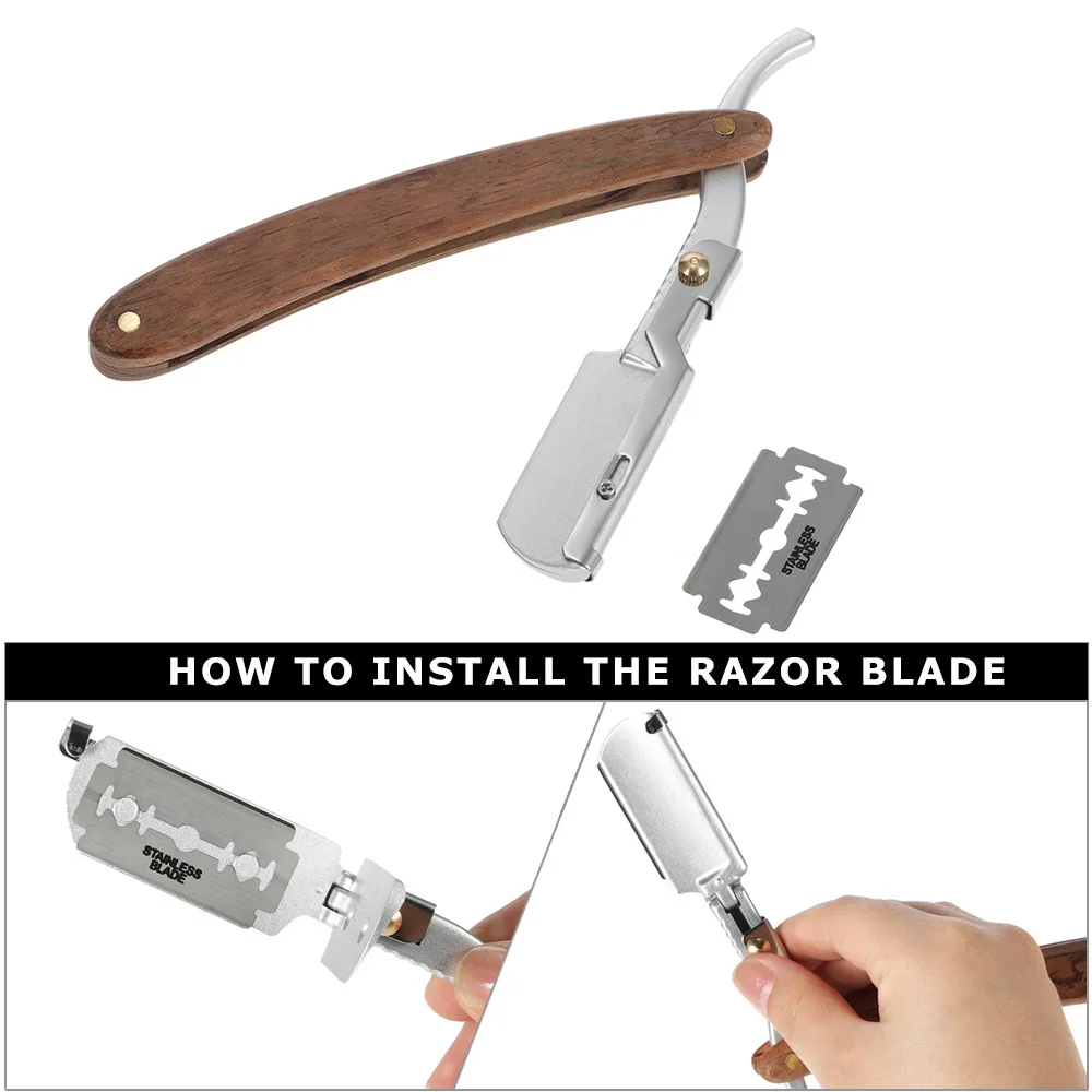 4 в 1 роскошный бритвенный набор включает парикмахерскую бритву с прямыми краями и кистью для бритья из красного дерева + барсука + подставка для кистей + кожаный ремешок