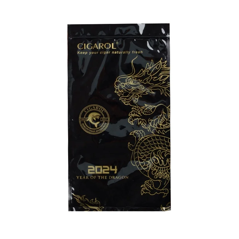 Custom Printing Cigar Humidifier Bag Plastic Smell Proof Ziplock Cigarillo Packaging Travel Cigar Humidor Bag