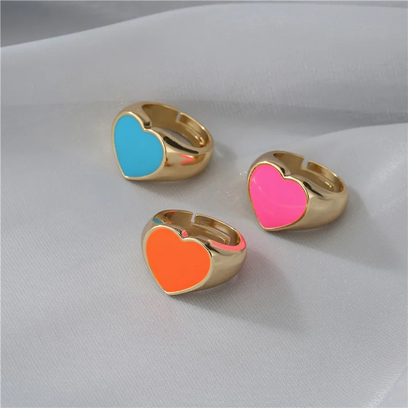  Bohemian lady exaggerates big sweet girl cool personality heart fluorescent color orange gold red blue decorative stack