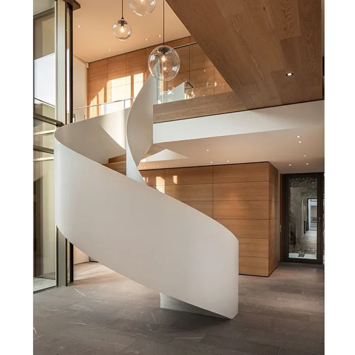 Elegant Style Stainless Steel Stringer Curved Staircase Used Spiral Stairs Oak Stair Tread Customized Spiral Indoor Stair