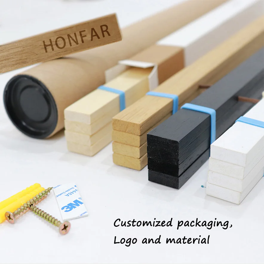 DIY Assemble 8in Timber teak Wood Magnetic Poster Hanger Hanging Wooden Photo Picture frame Wall Decor Frame