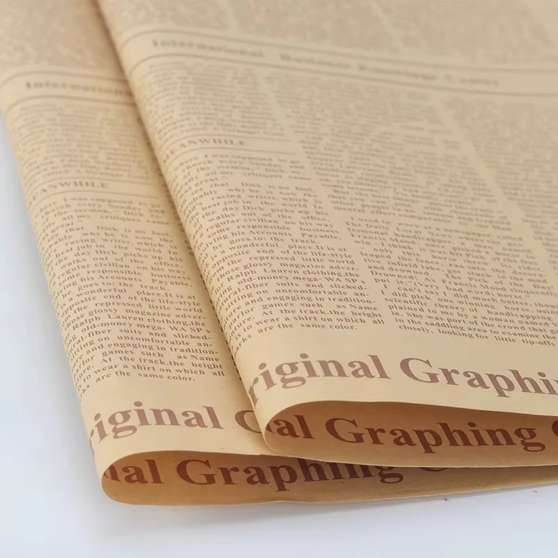 Custom Printed Newspaper High Quality Fresh Flower Wrapping Paper Hot Sale English Kraft for