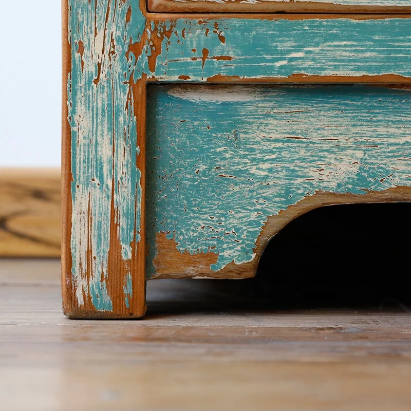 Furniture factory Chinese traditional distressed lacquered wood furniture paint vintage multi-purpose 12-drawer cabinet