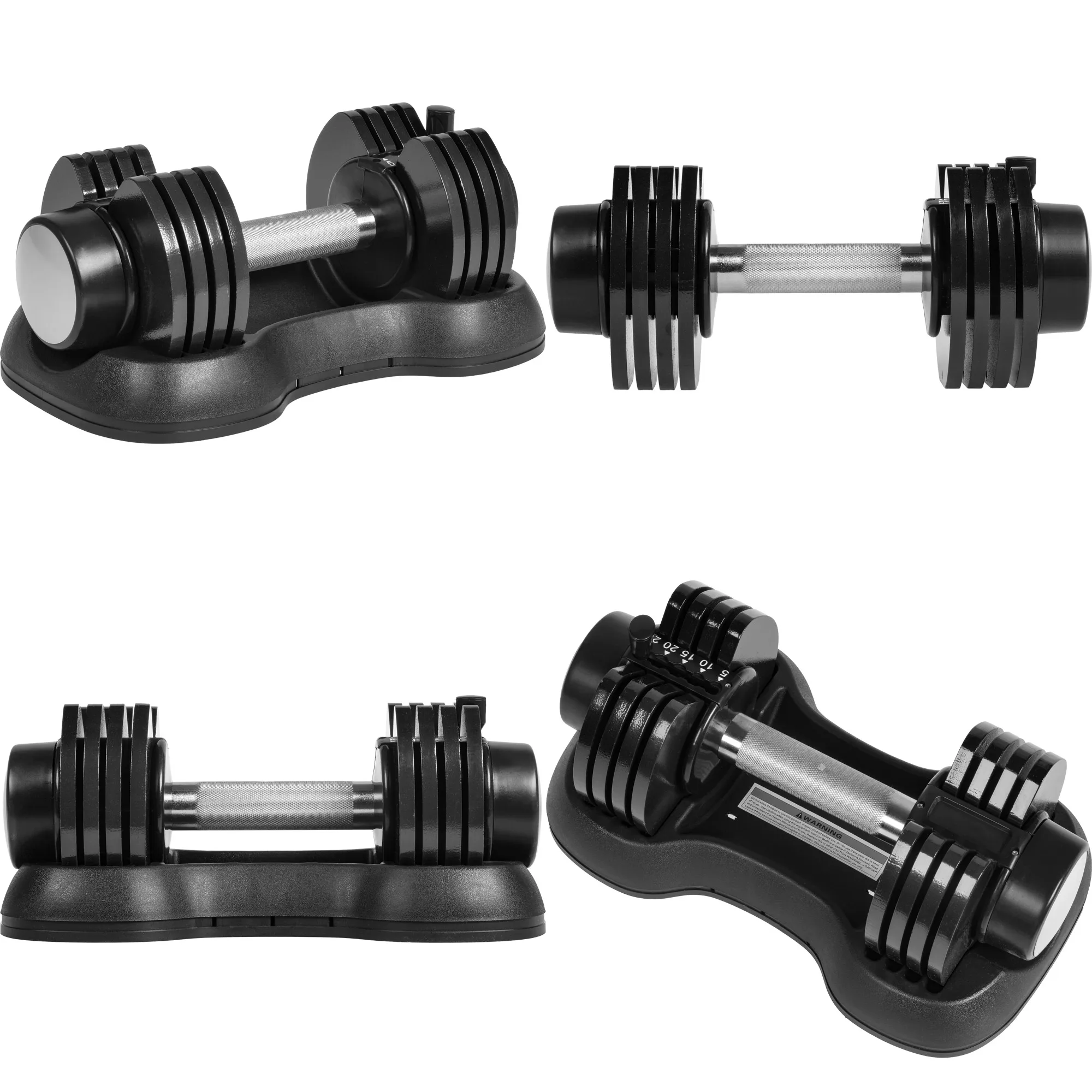 
Black Fitness Dumbbell Sets Each with a 25-pound Quick Adjustment and Weight Board Use the Connecting Rod As a Barbell Exercise 