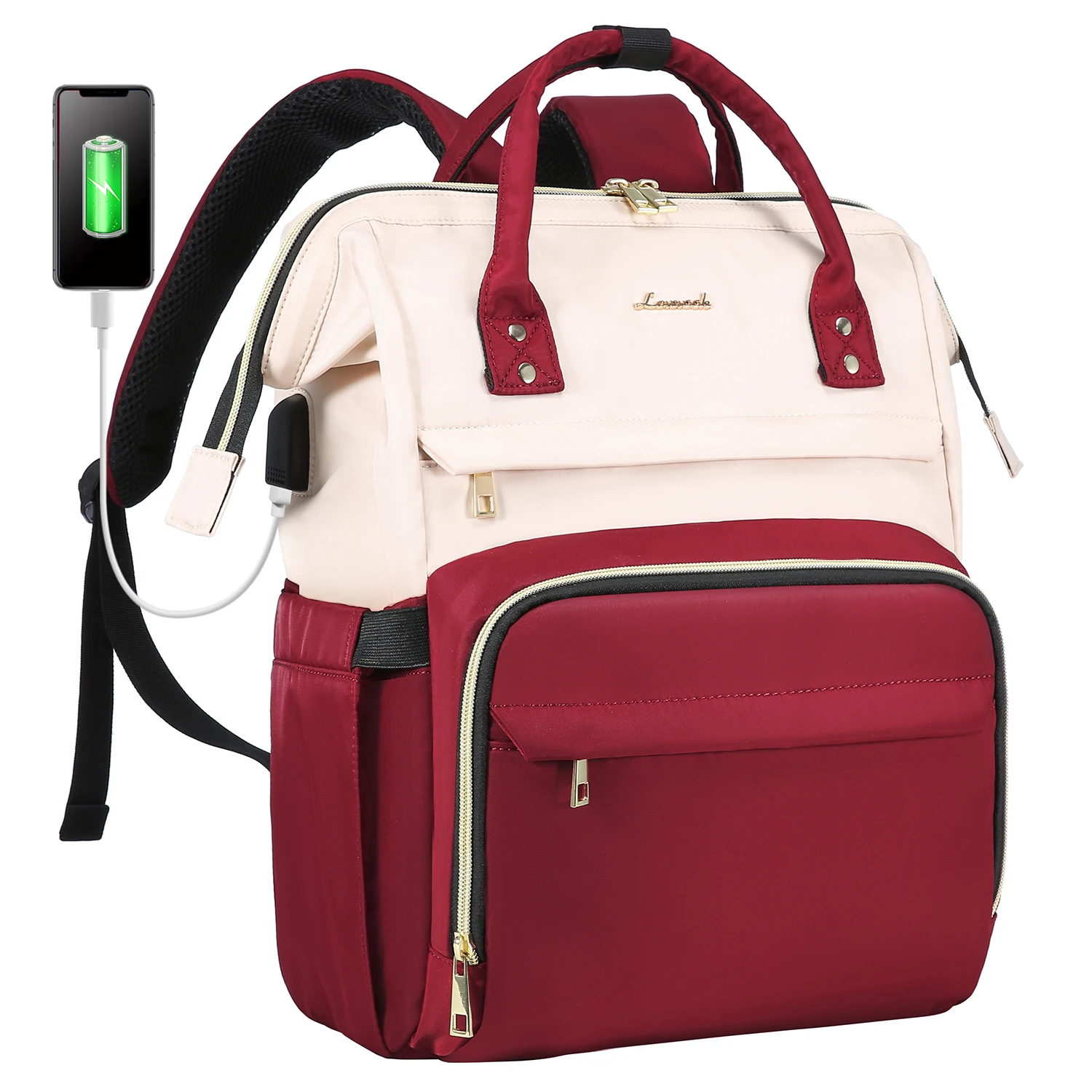 LOVEVOOK stylish fashion ladies custom logo office Carry on Nylon casual 15.6 inch with usb nurse teacher women laptop backpacks