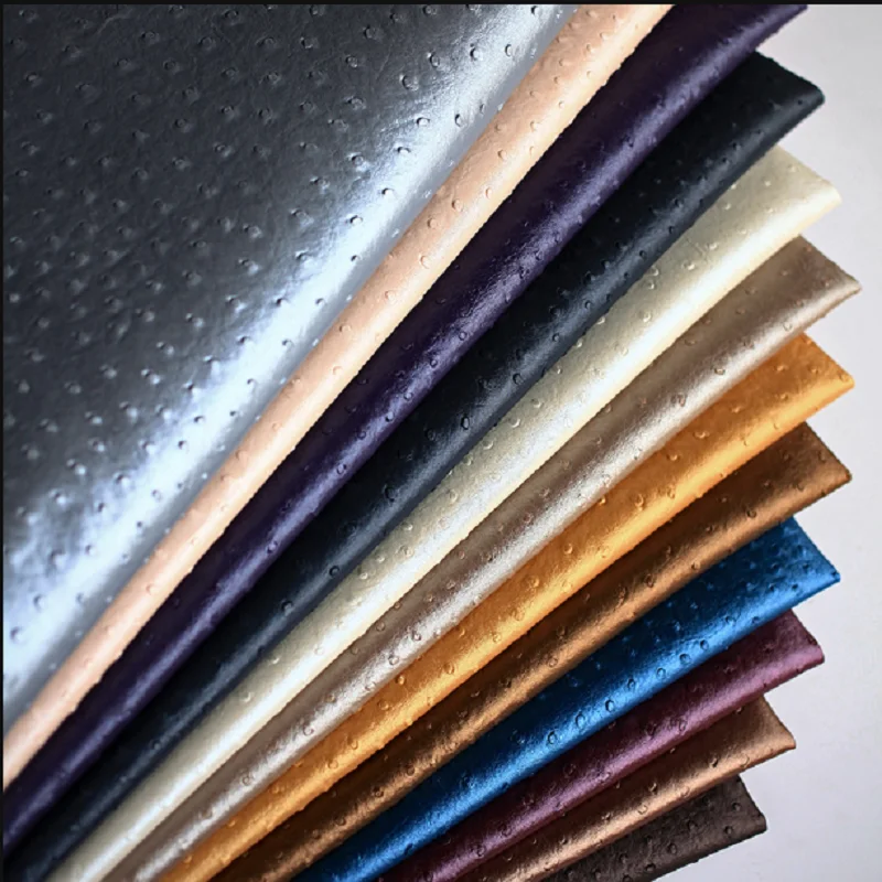 black ostrich PVC anti-mildew faux imitation artificial leather for handbags