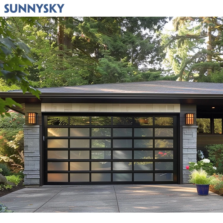 Sunnysky Custom Doors Waterproof Soundproof Roll Up Door Aluminum Glass Garage Door