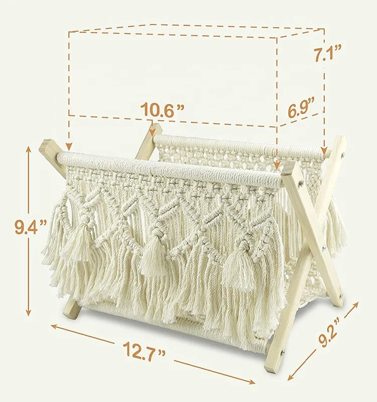 Home Wholesale Handmade folding wooden Magazine Towel Storage Basket holder rack organizer