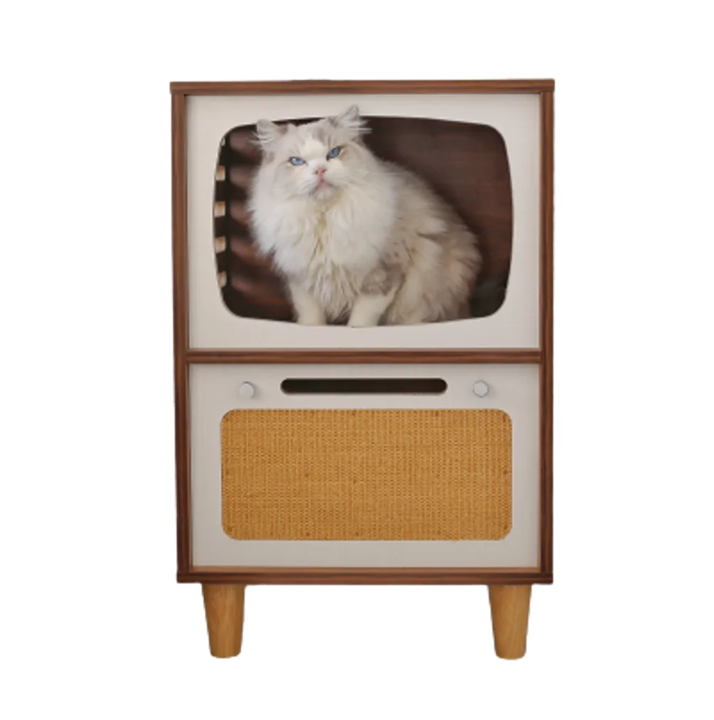 Premium Design Direct Factory Healthy White Walnut Solid Wood Pet Cat Dog TV Furniture House Nightstand Side End Table