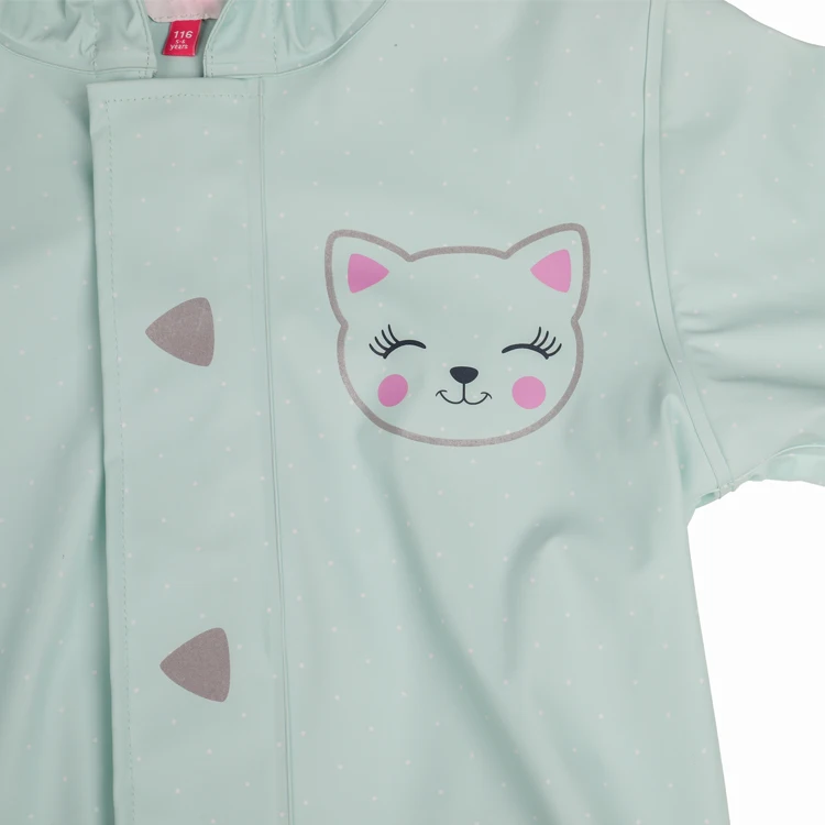 
Fashion Waterproof Transparent PU Plastic Fabrics Children Kids Raincoat 