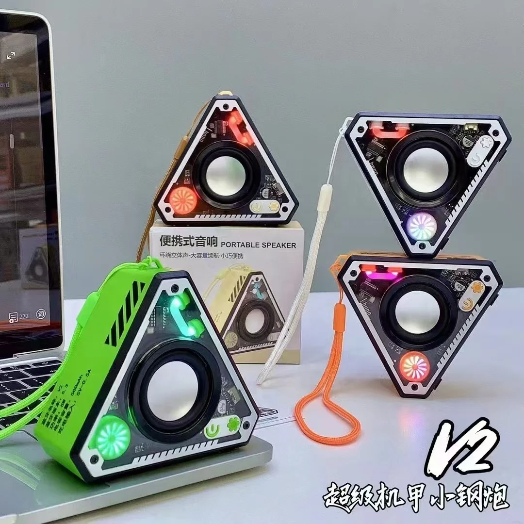 V2 Mecha triangle shape Wireless Speakers Outdoor Stereo Portable tws Mobile phone Speaker for Christmas Promotional Gifts