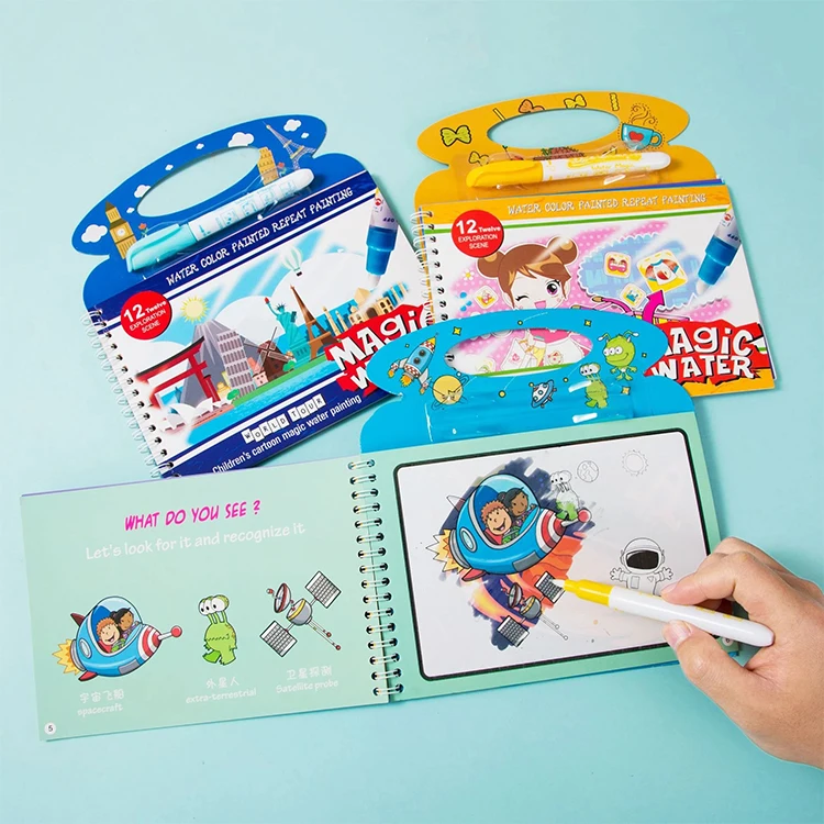 Reusable Kids Painting Board Learning Notebook Doodle Cartoons Animal Education Gift Magical Drawing Book Water Coloring Books