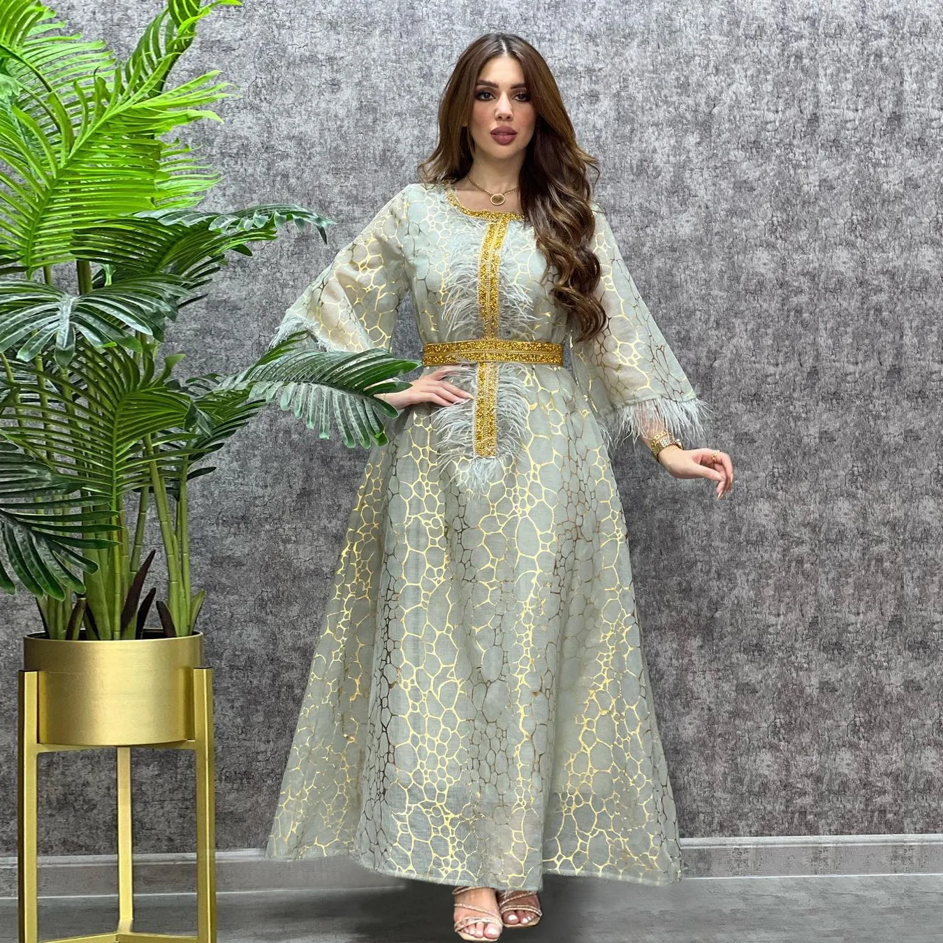 AB239 Dubai dress autumn and winter hot sale Middle Eastern Arabian dress hot stamping and diamond dress