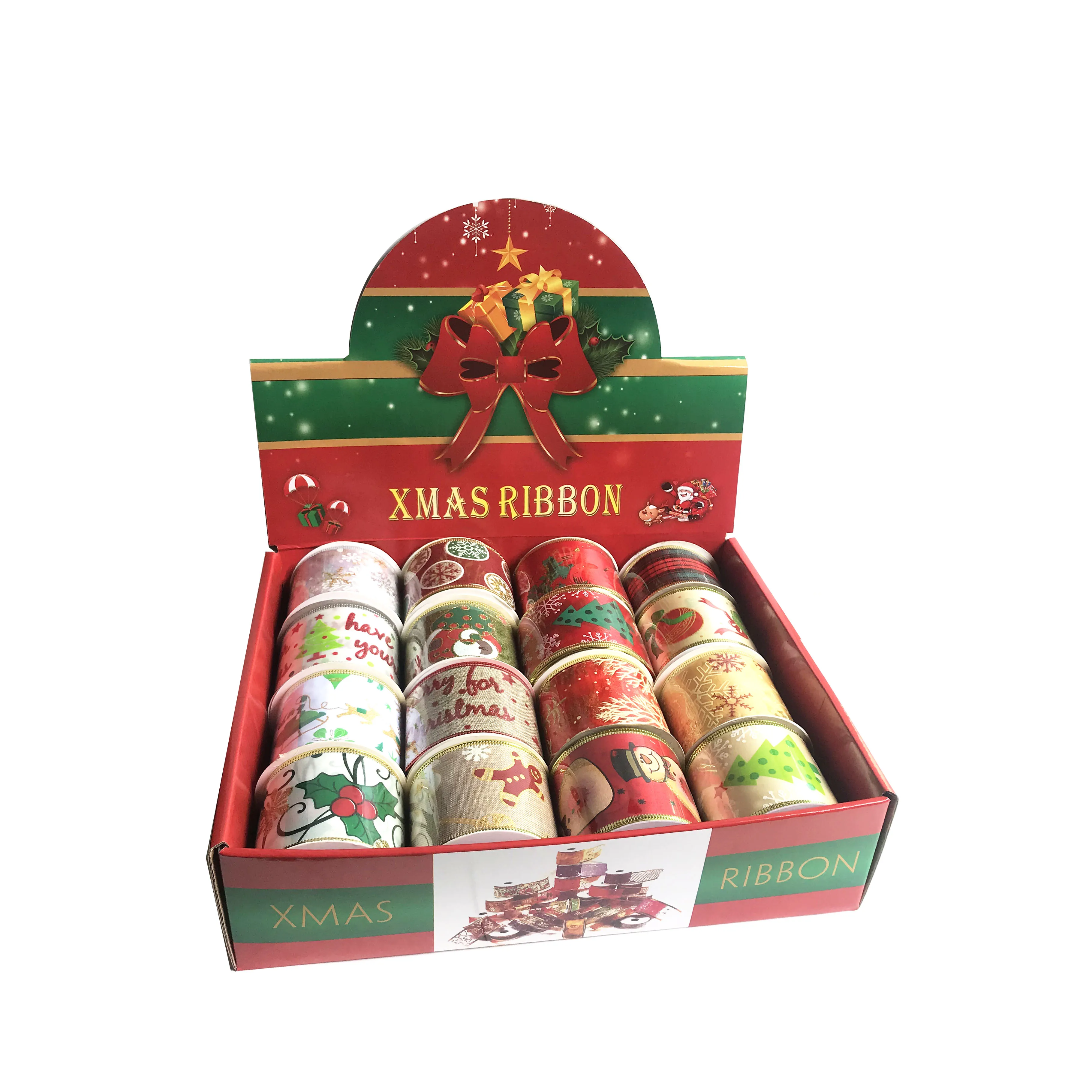 Christmas Father Wide Decoration Wired Gift Jute Ribbon Bow