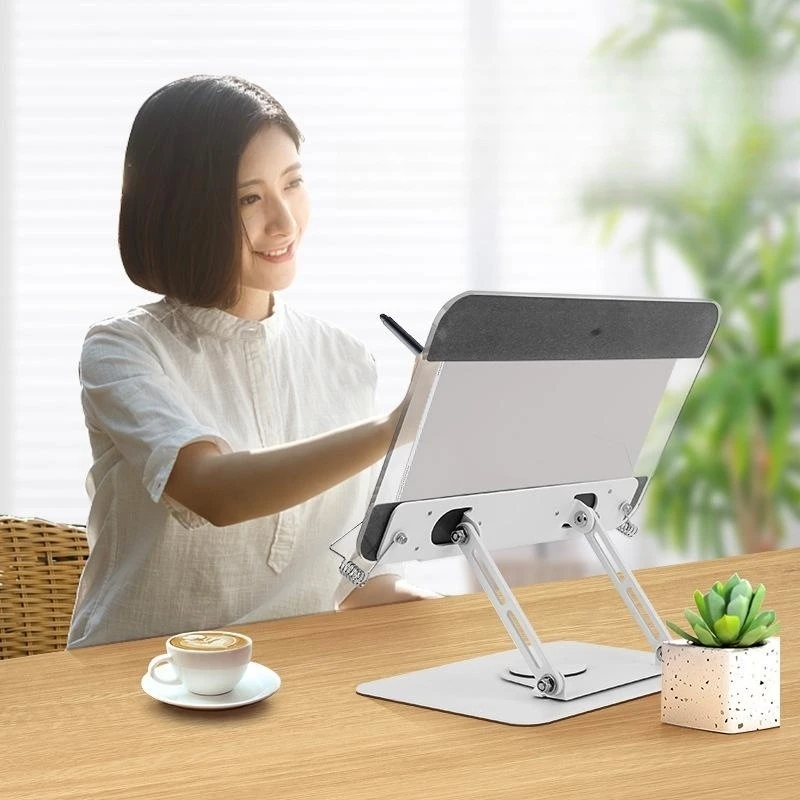 Custom metal 360 Rotatable cookbook holder reading desk stand comic book display folding transparent acrylic book stand