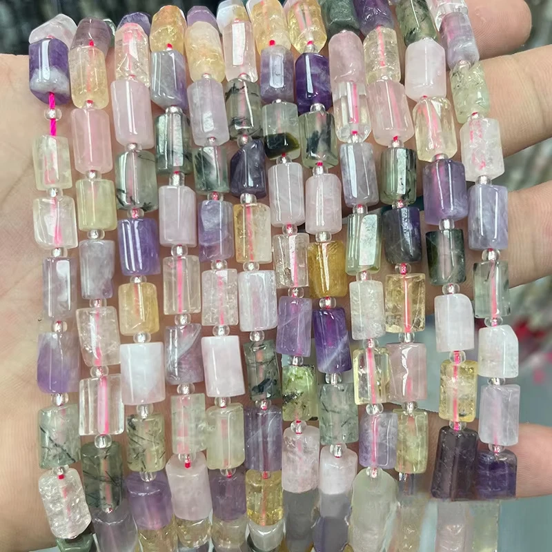 Natural stone 8*11mm faceted cylindrical loose beads glass crystal DIY jewelry bracelet necklace wholesale