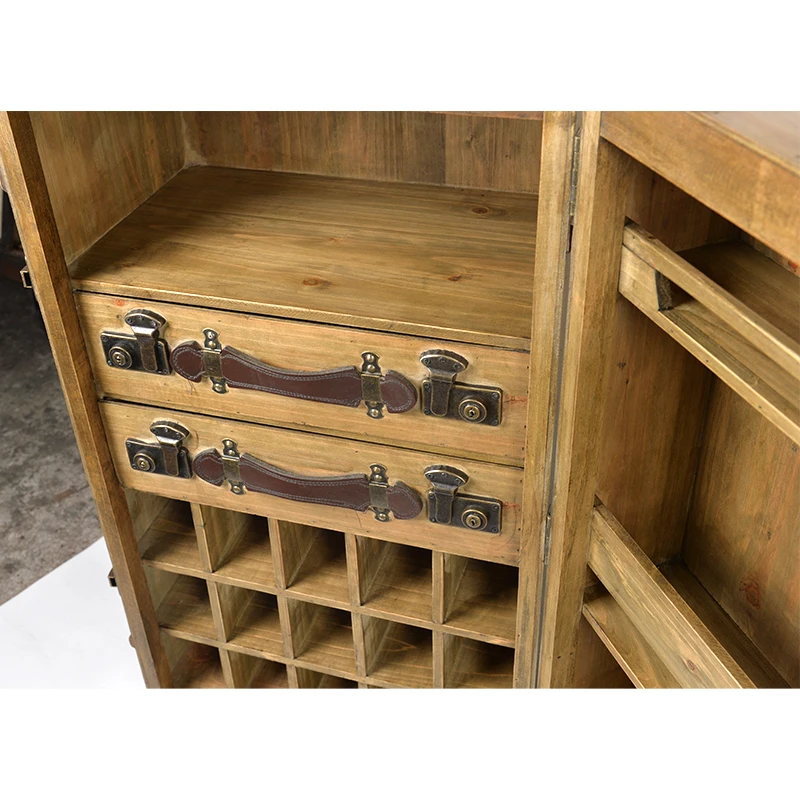 Wholesale Retro Vintage Living Room  Whisky Wine Drink Wood Storage Cabinet