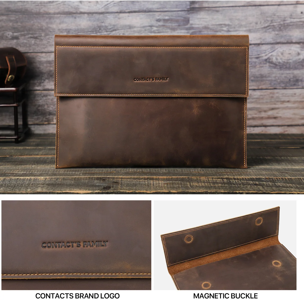 Leather Travel 13 14 15 16 IN Laptop Storage Sleeve Cover Case Business Bag for Mac Book Pro Air M1 M2