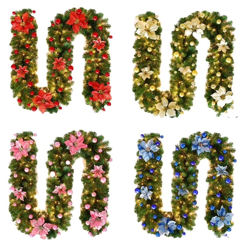 Christmas Wreath Handmade Rattan Pendant Garland Shopping Mall Christmas Tree Door Decoration Wreath Guirnalda Navidad Top grade