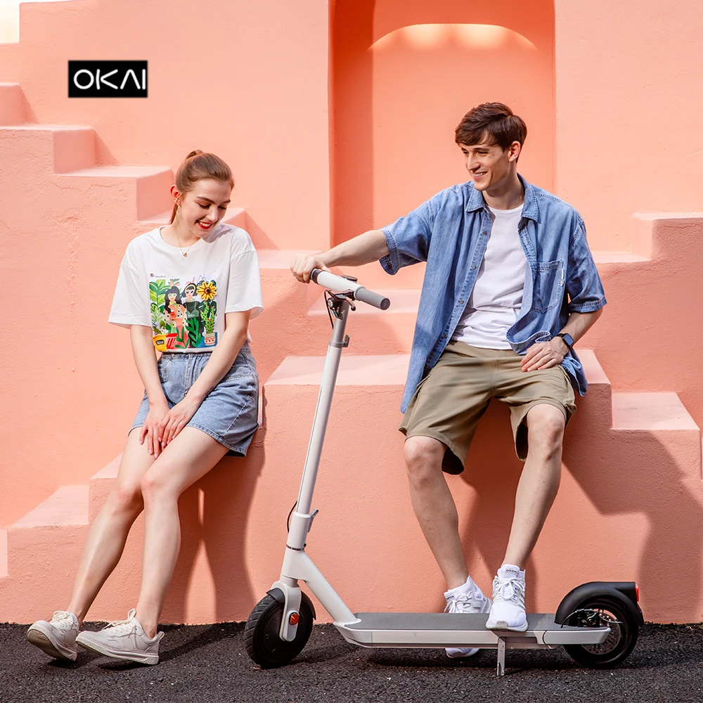 OKAI Led display two wheel 22 miles folding scooter electrico  folding adult electronic scooter