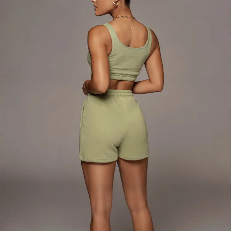 2021 custom summer two piece pants short tank top set women clothing