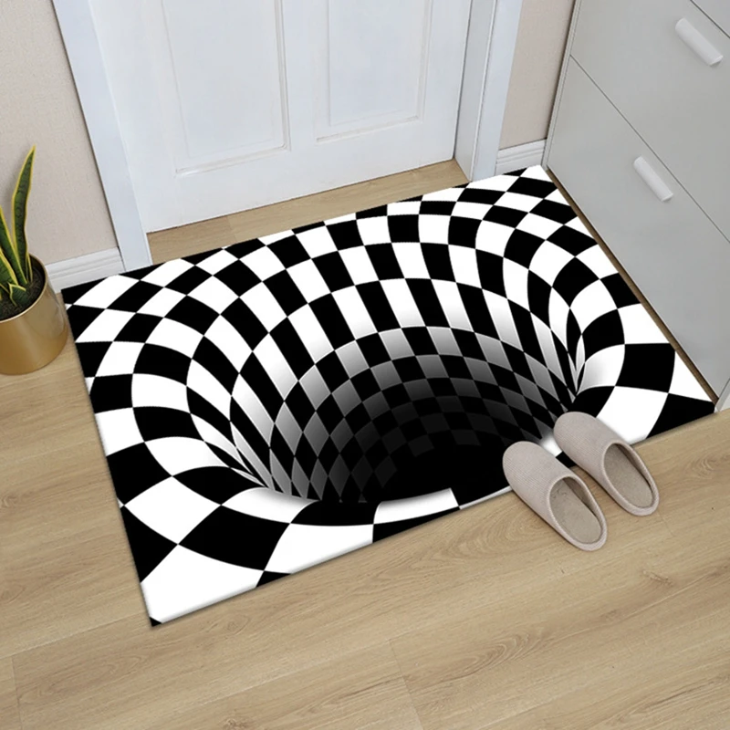 3D Carpet Non-slip Floor Mat Area Rug Optical Home Living Room Bedroom Doormat Print Abstract Geometric Cute Woven Rectangle Yjm