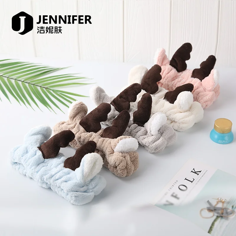 Women Cute Microfiber Bow Deer Ear OMG Fancy Headbands Face Wash Head Bands Makeup Headbands
