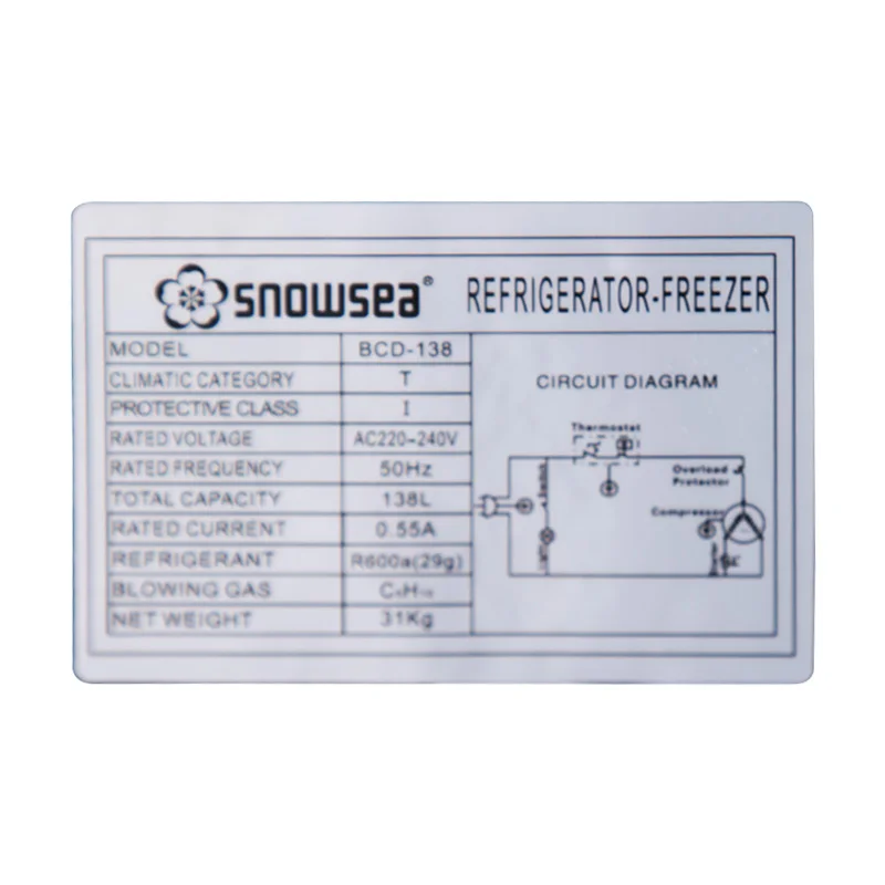 With good price and quality Snowsea BCD-138 electric double door fridg cold drink kitchen refrigerator freezer