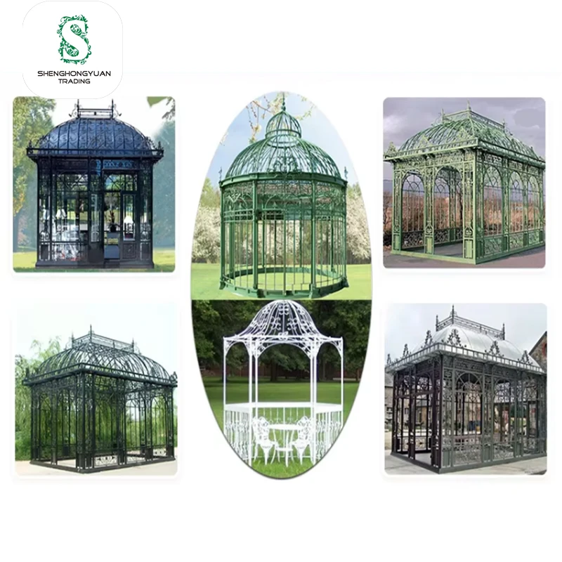 Outdoor Garden Pavilion Antique Metal Greenhouse