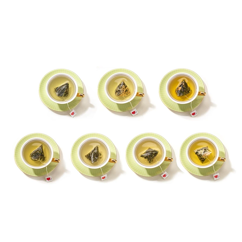 2024 New Flavors private label Biodegradable Pyramid Triangle tea bags Green Tea/black tea/tieguanyin tea