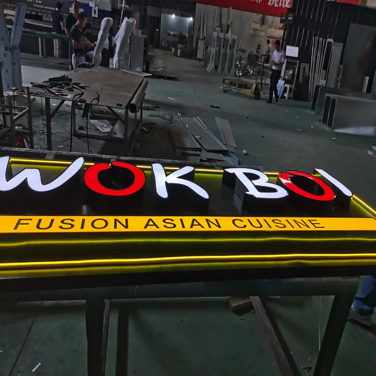 Name boards for shop stainless steel frame sign board channel letter with back panel led pour enseigne