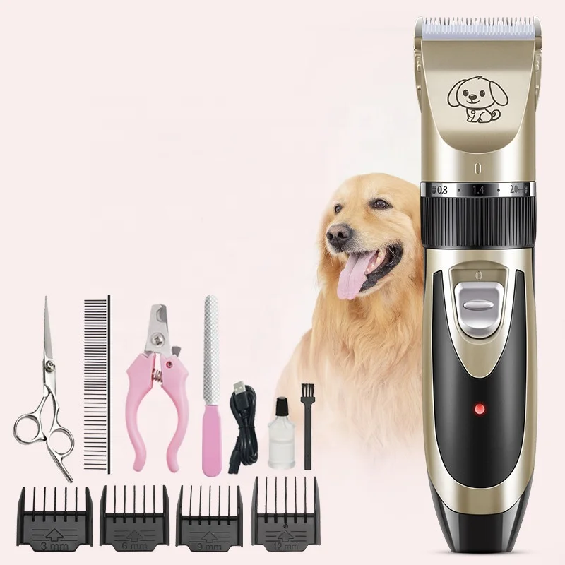 Low noise rechargeable pet grooming tool electric pet hair trimmer  with comb guides scissors