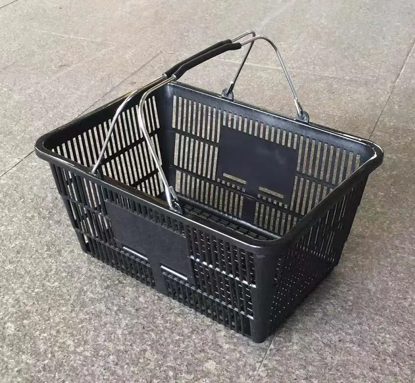 17L Black Plastic Food Carrying Basket for Shopping Mall Use Manufactured by Top Baskets Company