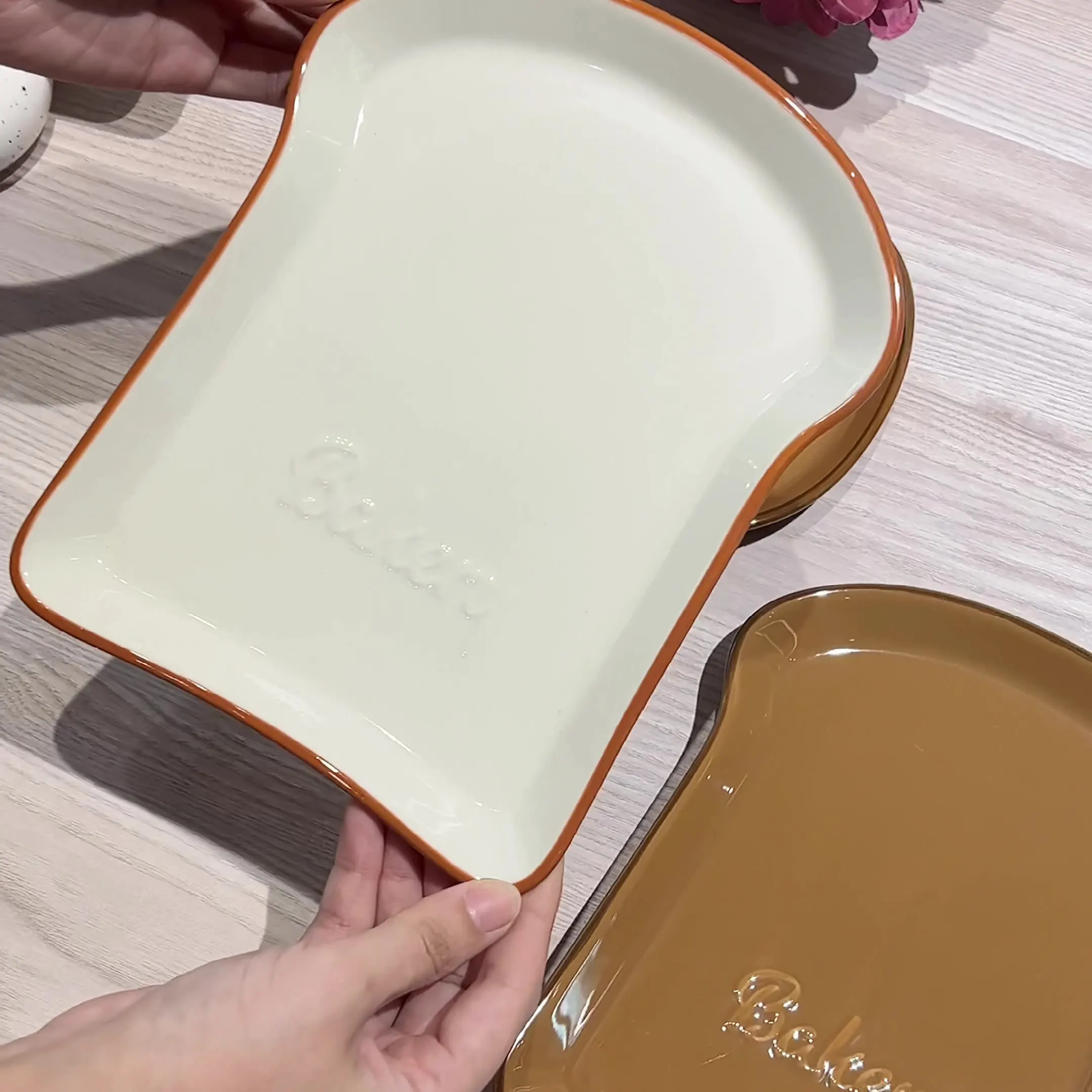 GOOD LIFE amazon top sell nordic breakfast plate ceramic dinner plate western salad snacks fruit dish bread shape plate