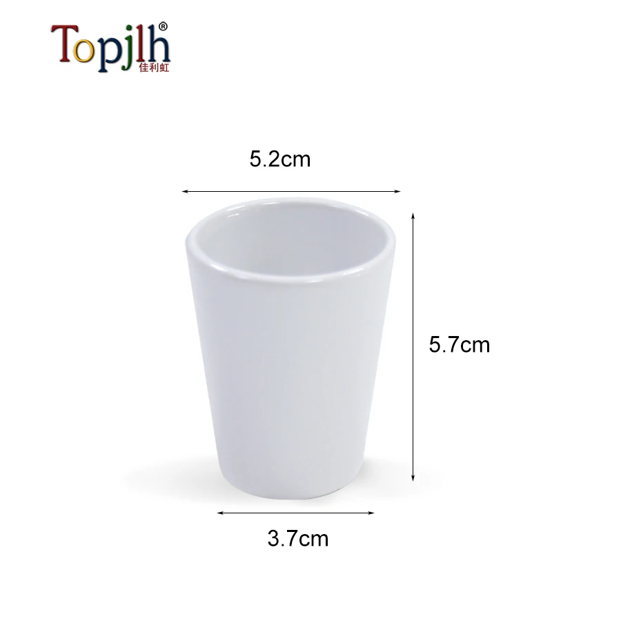 Topjlh high quality Custom dye Sublimation Coating Decal Printed 1.5oz Ceramic White Blank Shot Glasses for liquor