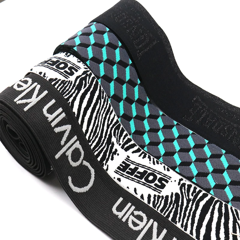Custom   Jacquard Elastic Waist Webbing  Underwear Elastic Strap Elastic Band For Sports Bra
