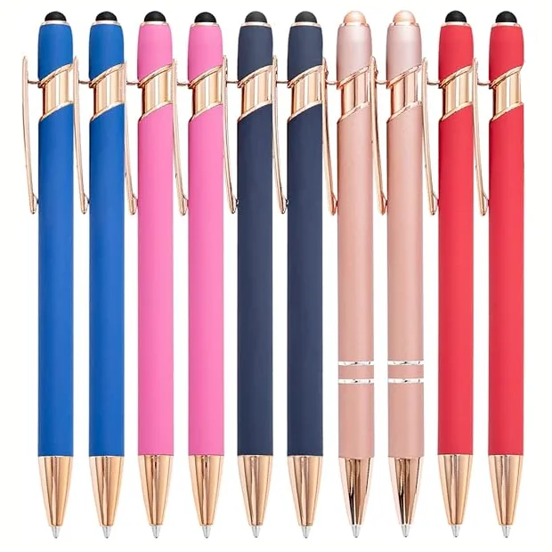 Novelty Touch Metal Aluminium Customized Pen Ballpoint Pens Wholesale Luxury Rose Gold Metal Office Touch Screen Promotional Pen
