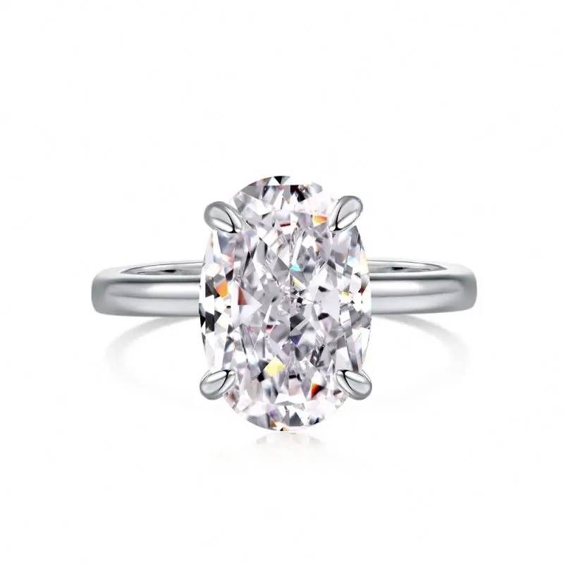 Dylam New Arrival S925 Sterling Silver Colorful Oval 8A CZ Cubic Zirconia Ring Wedding Promise Birthstone Rings For Women Girl
