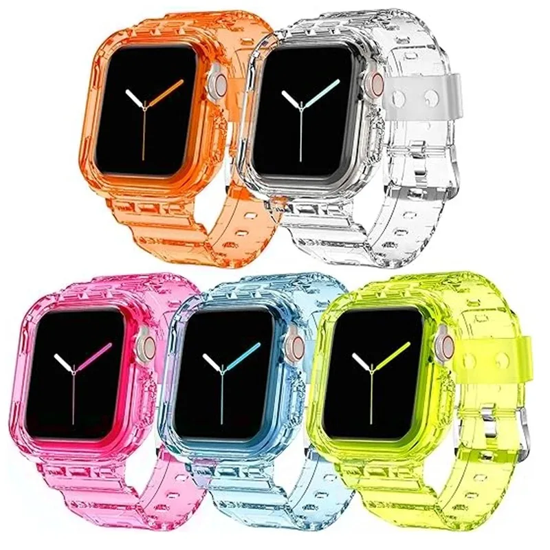 Прозрачный чехол для Apple Watch Series 9 8 7 49 мм 45 44 42 41 прозрачный пластиковый ремешок iwatch 6 SE 5 4 38 40