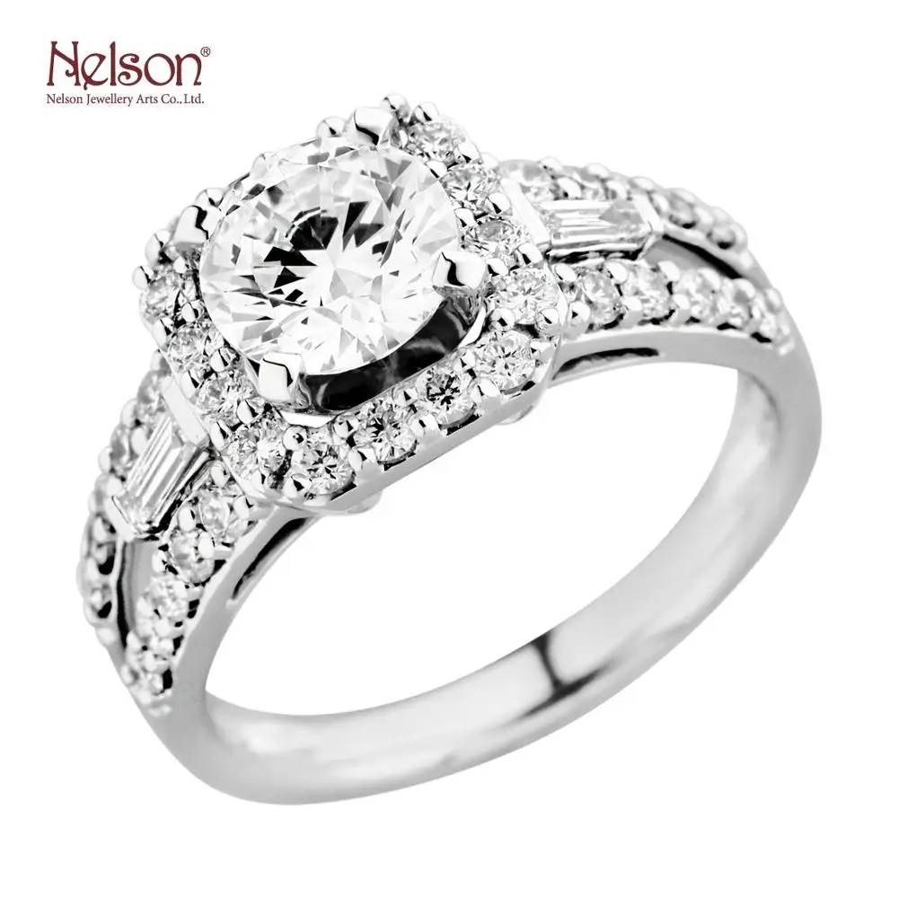 OEM Design Women zero risk wholesale price Assorted selection OEM ODM 18K White Gold Natural Diamond Halo Engagement Ring Mount