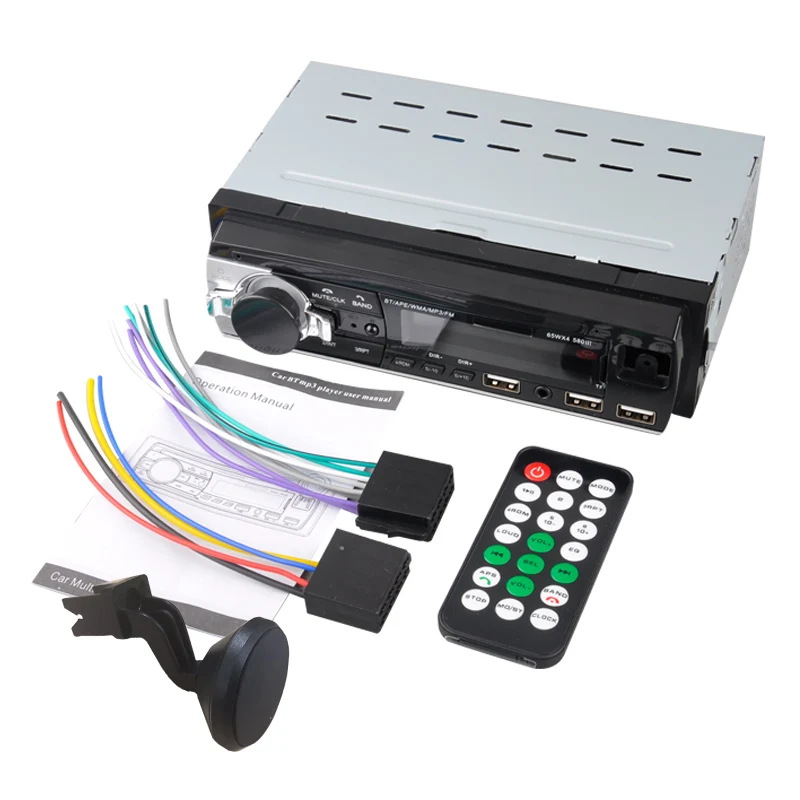 Автомобильный MP3-плеер с тройным USB-портом и BT, AUX, FM, светодиодным экраном, универсальное однодиновое автомобильное радио