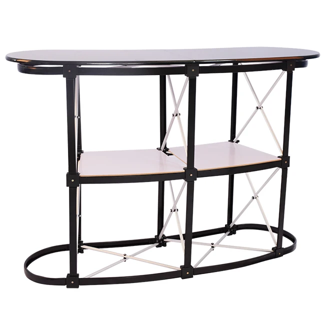 Aluminum Tube Pop Up Stand Trade Show Advertising Heavy Duty Floor Standing Portable Reception Counter Promotion Table Counter