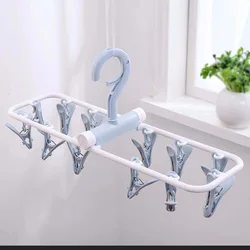 blue pink green plastic 12clips hanger garment plastic pant hanger socks racks