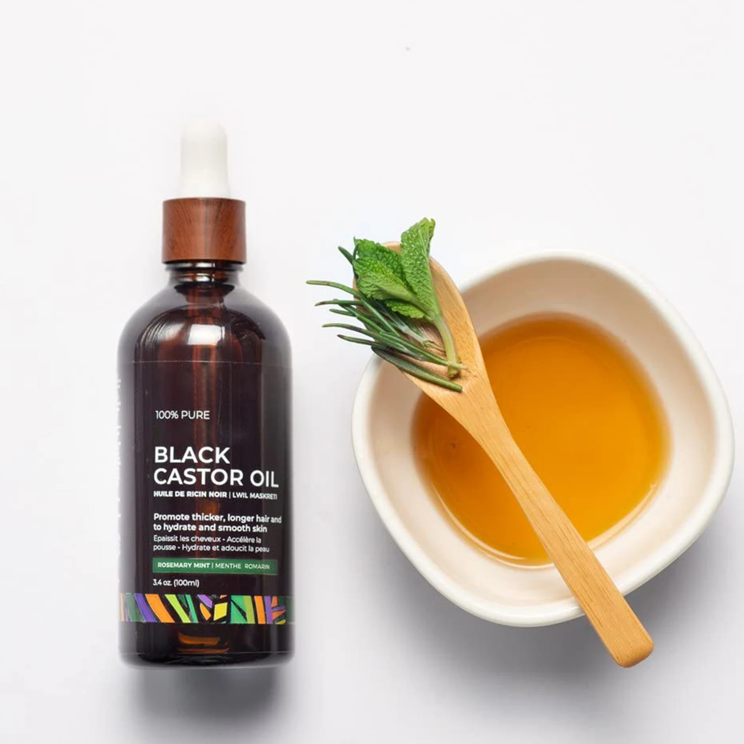 Organic Rosemary Mint Black Castor Oil For Hair Moisturizing And Promotes Hair Growth