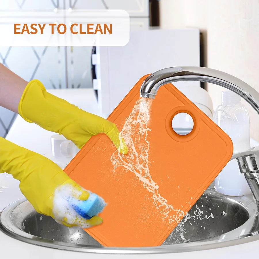 Non Slip Flexible Set of 3 Plastic Cutting Board Mats Colorful Chopping Boards for Meat Fruit Vegetable