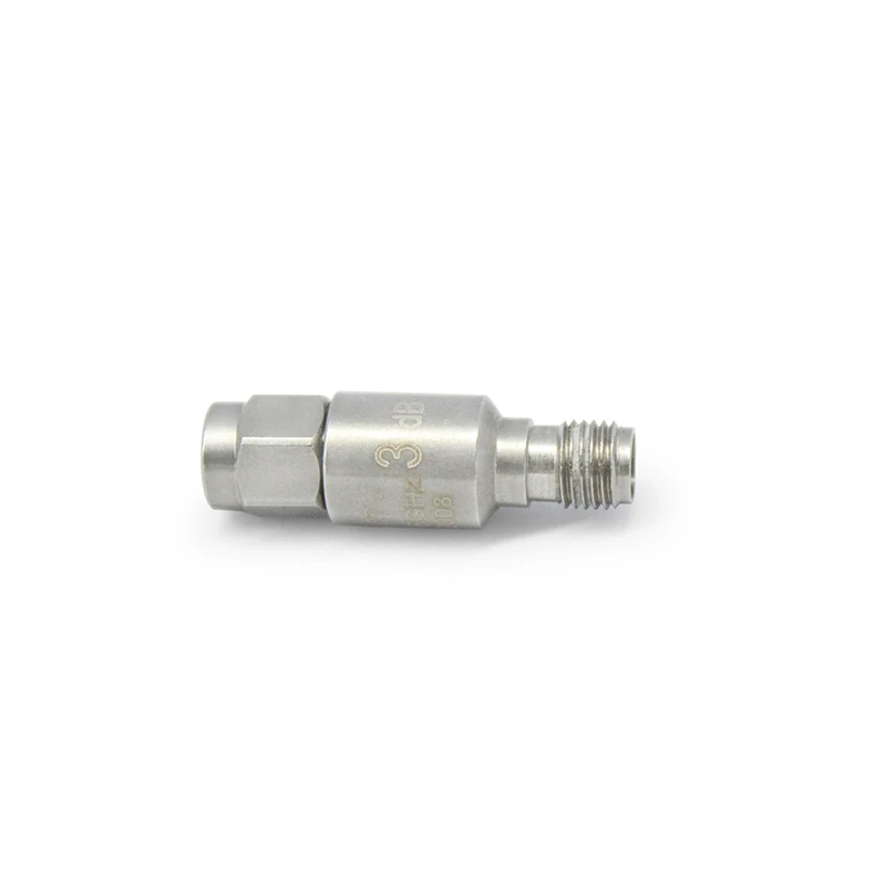 High-quality 50 Ohm 3dB DC Attenuators   Male to Female  Passivated Stainless Steel Body Rated To 2 Watts From 500 MHz To 2 GHz